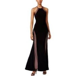 Morgan & Co maxi dress black nude 12019